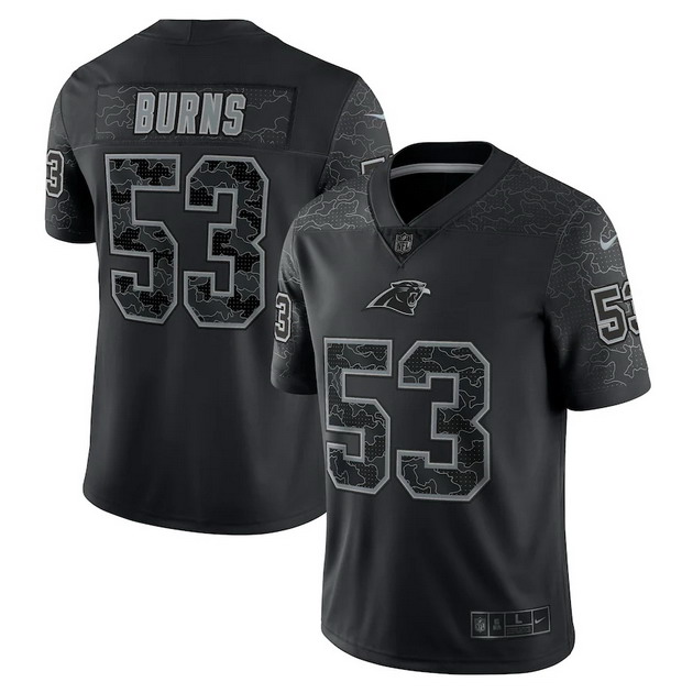 mens nike brian burns black carolina panthers rflctv limited jersey